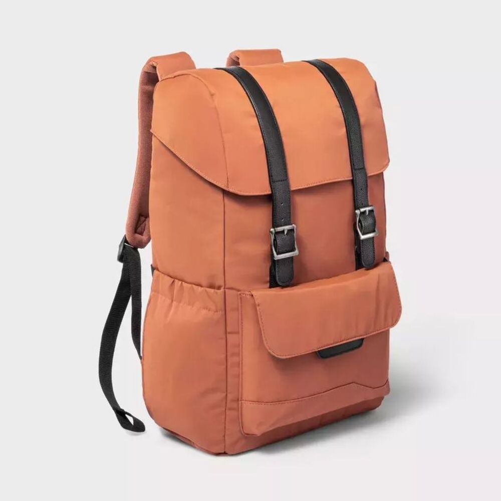 Open Story Fitted Flap Backpack, Amber Brown